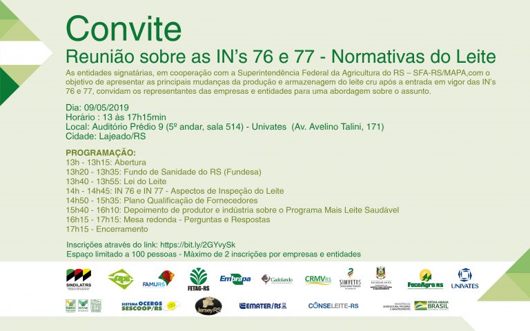 Lajeado recebe debate sobre as Instruções Normativas do Leite – INs 76 e 77