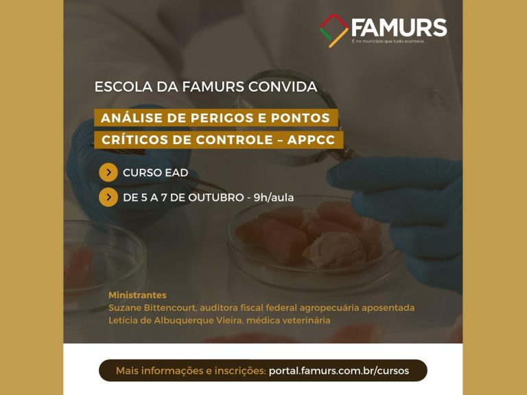 Famurs promove curso online para capacitação em APPCC